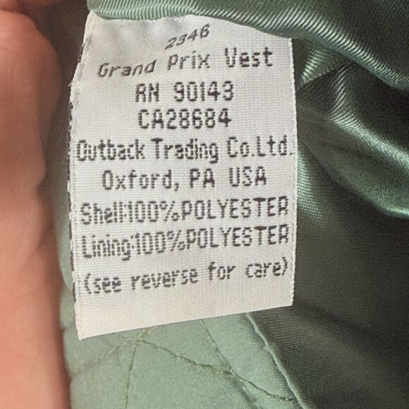 Outback Trading Company Grand Prix Green Quilted Vest Jacket Women's‎ Size Small - Picture 9 of 9